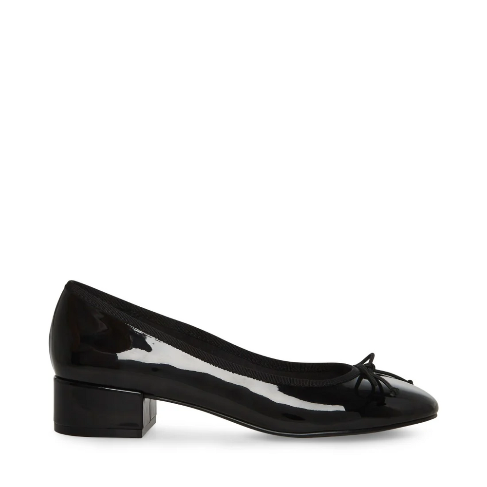 Steve Madden Black Patent Low Block Heel Ballet Flats